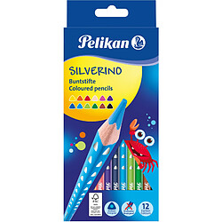 Pelikan Crayon de couleur triangulaire SILVERINO fin, étui ()