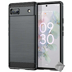 Htdmobiles Coque pour Google Pixel 6a 5G - housse etui silicone gel carbone + verre trempe - NOIR