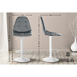 Avis Decoshop26 Tabouret de bar x1 avec repose-pieds hauteur réglable pivotant assise en PVC gris cadre métallique blanc 10_0004831