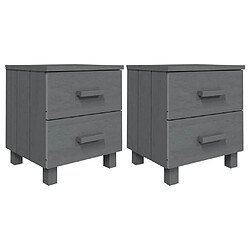 Maison Chic Lot de 2 Tables de chevet - Tables de Nuit Gris foncé 40x35x44,5cm Bois massif