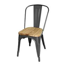 Acheter Chaises en Acier avec Assise en Bois Gris Métallisé - Lot de 4 - Bolero