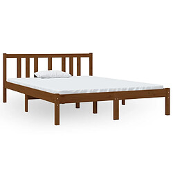 vidaXL Cadre de lit sans matelas marron miel bois massif 135x190 cm