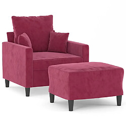 vidaXL Fauteuil avec repose-pied Rouge bordeaux 60 cm Velours