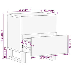 vidaXL Table de chevet noir 40x33x46 cm bois de manguier solide pas cher