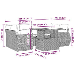 Acheter vidaXL Salon de jardin 7 pcs avec coussins noir résine tressée