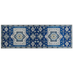 Beliani Tapis bleu et beige 80 x 240 cm PARVAKADLI