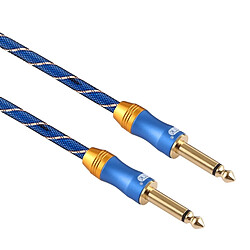 Wewoo EMK 6.35mm mâle à 3 sections câble plaqué or câble audio tressé en nylon pour le mélangeur amplificateurlongueur 1,5 m bleu