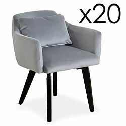 Paris Prix Lot de 20 Fauteuils en Velours Scanda 70cm Argent