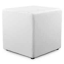 Alterego Pouf 'CUBE' de salon en matière synthétique blanche