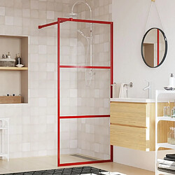 vidaXL Paroi de douche avec verre ESG transparent rouge 90x195 cm