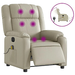 vidaXL Fauteuil de massage inclinable électrique crème similicuir