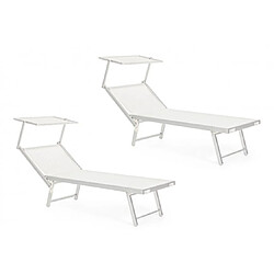 Bizzotto Bain de soleil Lot de 2 bains de soleil Cross bLANC