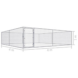 Helloshop26 Chenil extérieur cage enclos parc animaux chien extérieur pour chiens acier galvanisé 4 x 4 x 1 m 02_0000473