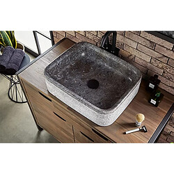 Acheter Pegane Vasque à poser / lavabo en marbre coloris gris aspect pierre mat - Longueur 50 x Hauteur 15 x Profondeur 38 cm