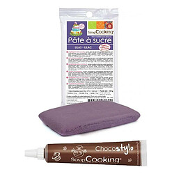 Scrapcooking Stylo chocolat + Pâte à sucre lilas 100 g