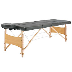 Avis vidaXL Table de massage avec 4 zones Cadre en bois Anthracite 186x68cm