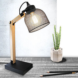 The Home Deco Factory Lampe de bureau inclinable en Bois et Métal - H.38 cm - Noir