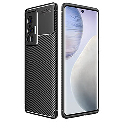 Coque en TPU antichoc, fibre de carbone ultra-mince, anti-chute noir pour votre Vivo X70 Pro