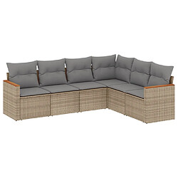 vidaXL Salon de jardin avec coussins 6 pcs beige résine tressée