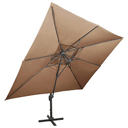 vidaXL Parasol de jardin en porte-à-faux avec double toit taupe