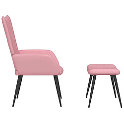 Avis vidaXL Chaise de relaxation avec tabouret Rose Velours