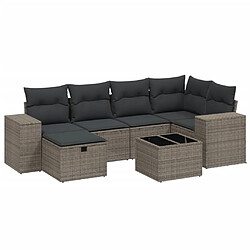 vidaXL Salon de jardin avec coussins 7 pcs gris clair résine tressée