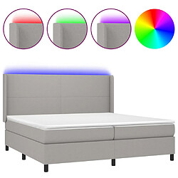 vidaXL Sommier à lattes de lit matelas LED Gris clair 200x200 cm Tissu