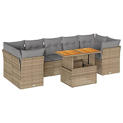 vidaXL Salon de jardin avec coussins 8 pcs beige résine tressée