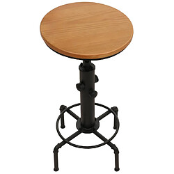 Mendler Table de bar HWC-N23, table de comptoir table de bistrot réglable en hauteur pivotante repose-pieds Industrial fer massif-bois Ø 50cm ~ naturel pas cher