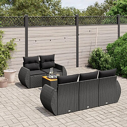 Maison Chic Ensemble Tables et chaises d'extérieur 6pcs avec coussins,Salon de jardin noir résine tressée -GKD735473