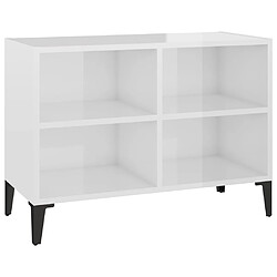 vidaXL Meuble TV avec pieds en métal Blanc brillant 69,5x30x50 cm