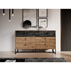 Vente-Unique Commode - 6 tiroirs - Noyer et anthracite - MALONSKI 