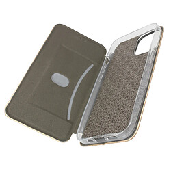 Avizar Housse pour iPhone 14 Clapet Porte-carte Support Vidéo Design élégant Or