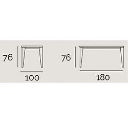 Inside 75 Table repas GEO 6 couverts 180 x 100 x 76 cm pieds chêne plateau céramique blanc