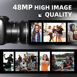 None Appareil Photo numérique 4K Ultra HD 48MP Appareil Photo Vlogging avec Objectif Grand Angle Zoom numérique 16 x, Appareil Photo Compact à écran 3,0 Pouces pas cher