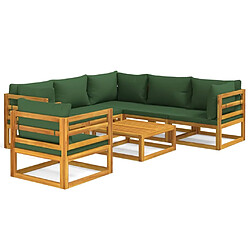 Maison Chic Salon de jardin 7 pcs + coussins - Mobilier/Meubles de jardin - Table et chaises d'extérieur vert bois massif -MN81154