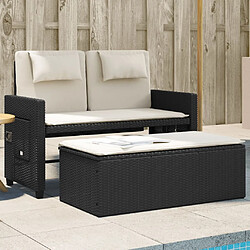 Maison Chic Banc inclinable de jardin avec coussins| Banc d'extérieur noir résine tressée -GKD71638