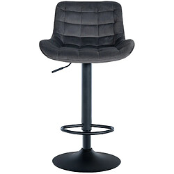 Decoshop26 Lot de 2 tabourets de bar structure métallique noir assise en velours gris foncé avec surpiqûres 10_0004445 pas cher