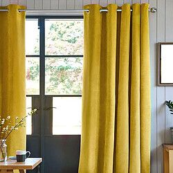 Thedecofactory VELOURS - Rideau toucher velours jaune 140x250