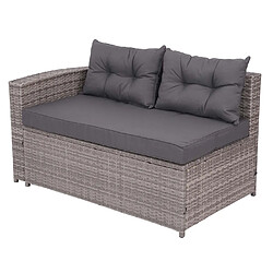 Mendler Ensemble poly rotin HWC-J34, ensemble balcon/jardin/salon ~ gris, coussins gris foncé pas cher