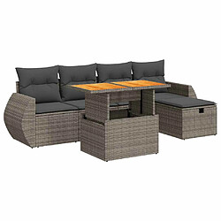 vidaXL Salon de jardin avec coussins 6 pcs gris résine tressée acacia