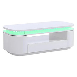 Vente-Unique Table basse 4 portes et 1 tiroir avec LEDs en MDF - Blanc laqué - VANDANA pas cher