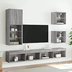 Avis Maison Chic Meuble TV avec lumières LED, Banc TV pour salon, Meuble de rangement sonoma gris 40,5x30x102 cm -GKD23342