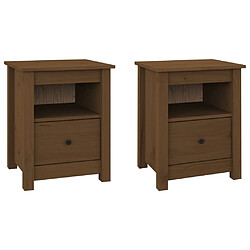 Maison Chic Lot de 2 Tables de chevet - Tables de Nuit Marron miel 40x35x49 cm Bois pin massif