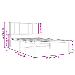 Vidaxl Cadre de lit métal avec tête de lit blanc 80x200 cm pas cher