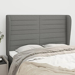 Maison Chic Tête de lit scandinave avec oreilles,meuble de chambre Gris foncé 147x23x118/128 cm Tissu -MN72125