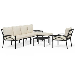 Maison Chic Salon de jardin 7 pcs + coussins - Mobilier/Meubles de jardin - Table et chaises d'extérieur sable acier -MN35665