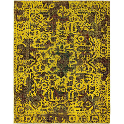 Vidal Tapis de laine 176x137 jaune Vintage Royal pas cher