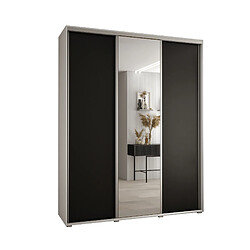 Abiks Meble Armoire à portes coulissantes Davos 3 235.2 x 200 x 45 3 portes coulissante (Blanc/Noir/Argent)