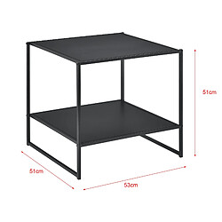 Helloshop26 Table de chevet avec étagère de rangement métal résistant noir mat 03_0006226